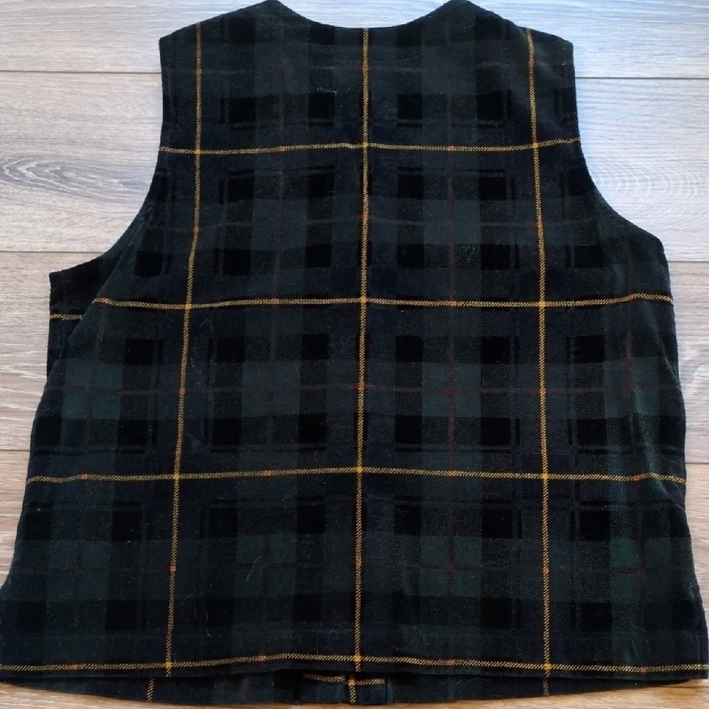 Vintage 90s‎ Jones Wear Sport Velvet Plaid Button Up Vest - Preppy Menswear M - Picture 7 of 9